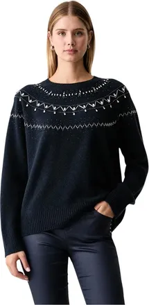 Liu Jo Wollen trui met juweelborduursel - Dames - Truien - Blauw - Maat: XS Wol