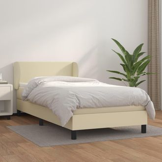 vidaXL Cama Box Spring Con Colch&oacute;n Cuero Sint&eacute;tico Crema 80x200 Cm Vidaxl