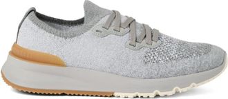 Brunello Cucinelli Grijze Sneakers Veters Logo Zool - Heren - Sneakers - Grijs - 41 EU - Schoenen