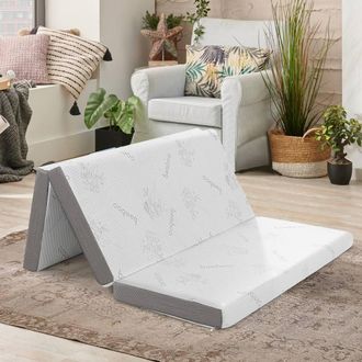 Costway Costway Double Size 10 cm Folding Gel-Infused Tri-fold Mattress Topper Carry Bag RV Camp in White