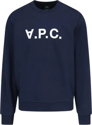 A.P.C. Blue Organic Cotton Logo Sweatshirt