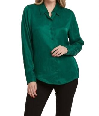 Dear John Denim Satin Blouse In Deep Emerald