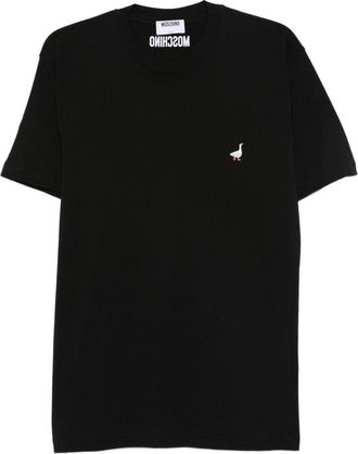 Moschino Cotton T-Shirt with Embroidered Goose Detail