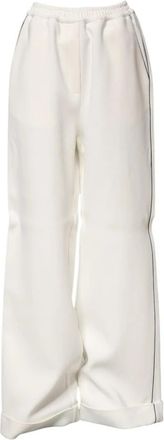 Dolce & Gabbana Elegante Wijde Pijp Viscose Broek - Dames - Wijde Broeken - Wit - S - Broeken