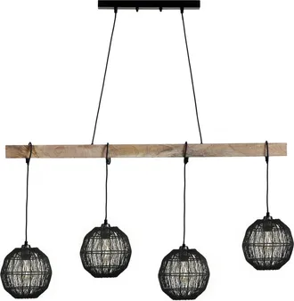 Globo Lighting Lampada A Sospensione - Hermi Ii - Nero - Legno Metallo