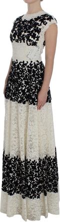 Dolce & Gabbana Womens Floral Lace Ricamo Long Ball Maxi Dress Cotton