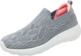 Generic Trainers Women Casual Mesh Knit Fitness Womens Footwear Comfortable Arch Support Tennis Ladies Shoe Lightweight Slip-Resistant Gym Trainer Slip On Ath