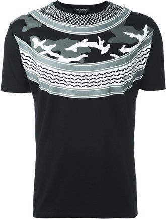 Neil Barrett camouflage-print graphic-print T-shirt - men - Cotton - S - Black