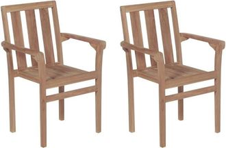 vidaXL Stackable Garden Chairs 2 pcs Solid Teak Wood vidaXL