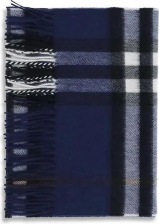 Burberry Ruitpatroon Kasjmier Sjaal - Heren - Wintersjaals - Blauw - ONE Size - Kasjmier - Accessoires