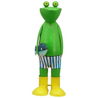OEM Figura De Pescador Rana Con Botas De Agua, Decoraci&oacute;n De Jard&iacute;n De Metal