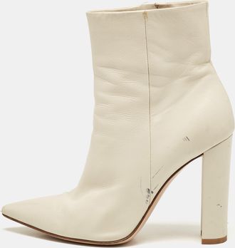 Gianvito Rossi Cream Leather Lyell Ankle Length Boots