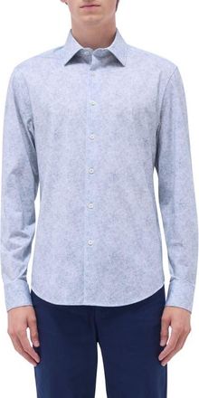 Bugatchi James OoohCotton Leaf Print Button-Up Shirt in Mint at Nordstrom, Size Xxx-Large