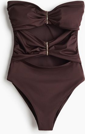 H&M Bandeau-Badeanzug mit wattierten Cups - Brown
