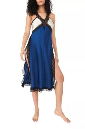 Free People Tri Me Midi Slip Dress In Black/noir