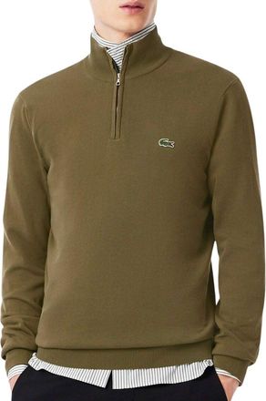 Lacoste Half Zip Logo Mens Sweatshirt - Olive E9F