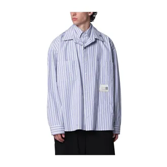Miharayasuhiro Casual Shirts, male, Blue, Size: M Front Layered Shirt