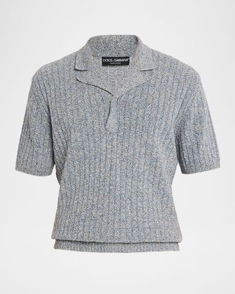 Dolce & Gabbana Men & apos;s Cotton and Linen Rib-Knit Short-Sleeve Sweater