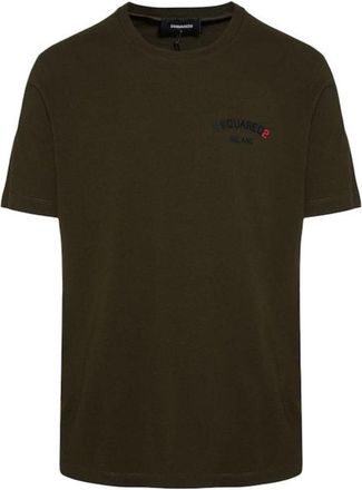Dsquared2 Mens Regular Fit Rubber Logo Military Green T-shirt Cotton - Size X-Small