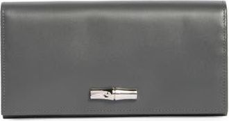Longchamp Leather Flap Wallet in Gunmetal at Nordstrom Rack