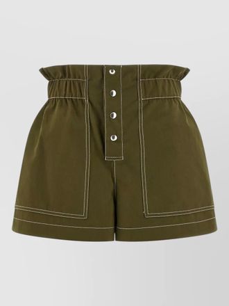 Marni gabardine shorts button detail contrast stitching