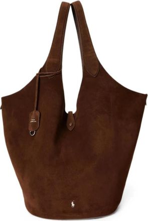 Ralph Lauren Play Suede Small Tote & Crossbody - Dames - Shoppers - Bruin - ONE Size - Leer - Tassen