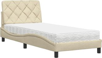 vidaXL Cama Con Colch&oacute;n Tela Color Crema 90x190 Cm Vidaxl