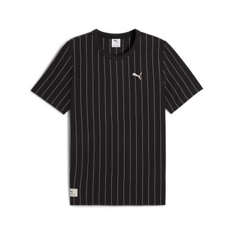 Puma T-Shirt PUMA CLASS STRIPED TEE, Herren, Gr. M, schwarz (puma schwarz), Jersey, Obermaterial: 100% Baumwolle, gestreift, regular fit normal, Rundhals, 