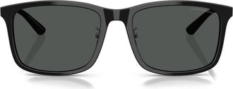 Emporio Armani 57mm Square Sunglasses in Shiny Black /Dark Grey at Nordstrom