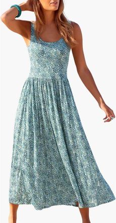 Lascana Womens Printed Scoop Neck Dress in Mint Printed at Nordstrom, Size 12