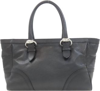Gucci Horsebit Black Leather Tote Bag (Pre-Owned)