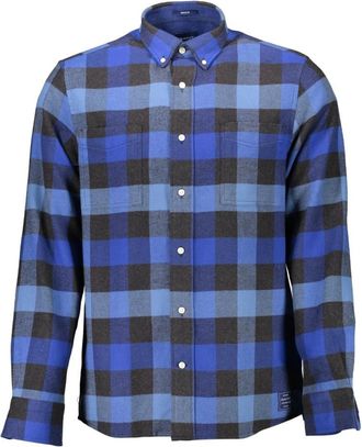 GANT Blauw Katoenen Overhemd- Lange Mouwen- Regular Fit - Heren - Casual Overhemden - Blauw - S - Katoen - Overhemden