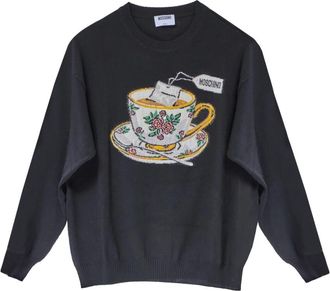 Moschino Maglia Tazzina - Dames - Ronde hals truien - Zwart - S - Wol - Truien & Vesten