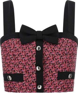 Alessandra Rich Top con paillettes - Rosa