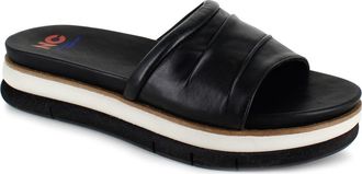 National Comfort Kai Scrunchie Platform Slide Sandal in Black Leather at Nordstrom, Size 10