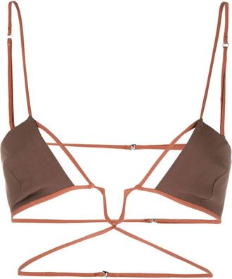Nensi Dojaka cut-out crop top - women - Cotton - S - Brown
