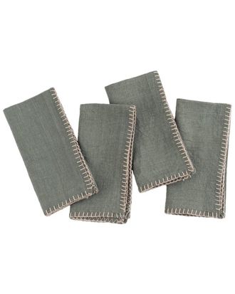 Amity Home Set Of 4 Bryce Linen Dinner Napkins
