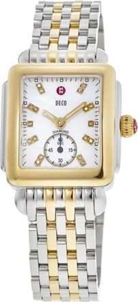 Michele Deco Diamond Two Tone Pearl Dial Womens Watch MWW06V000042