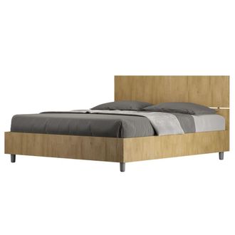 ITYhome Cama con somier 160x190 efecto madera roble natural