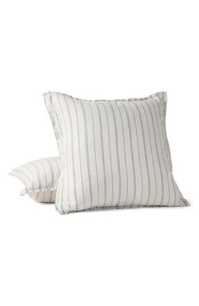 Coyuchi Relaxed Organic Linen Decorative Pillow Cover in Fog Chambray/indigo Stripe at Nordstrom
