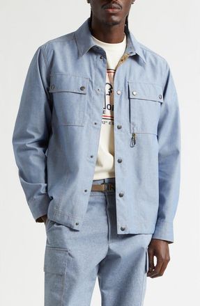 Moncler Chambray Snap Shirt Jacket in Rain Washed at Nordstrom, Size X-Large