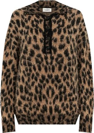 Laneus Gevlekte Alpaca Blend Polo - Dames - Truien - Veelkleurig - Maat: XL Wol