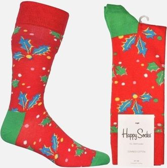 Happy Socks Mens Holly Socks, Red/green - Red/Red - Size: 7/7.5/8/8.5/5/5.5/6.5/6
