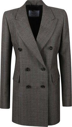 Prada Gessato Mouline Blazer - Dames - Jassen - Bruin - Maat: XS