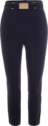 Elisabetta Franchi Technical Bi-Elastic Pants With Laser-Engraved Logo Plaque
