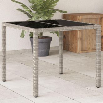 vidaXL Mesa De Jard&iacute;n Superficie Vidrio Rat&aacute;n Pe Gris Claro 90x90x75cm Vidaxl