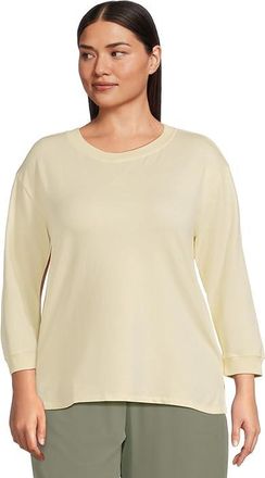 Mod-o-doc 3/4 Sleeve Hi-Lo Tunic with Side Slits Womens Sweatshirt Sweet Cream : LG (US 12-14), Cotton/Spandex
