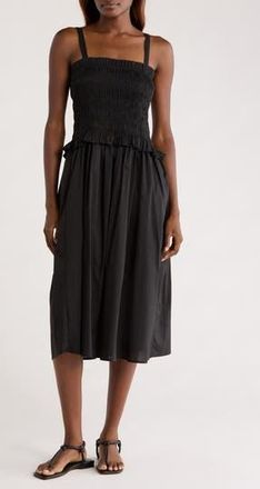 Melloday Smocked Midi Dress in Black at Nordstrom Rack, Size X-Small