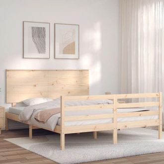 vidaXL Vidaxl - Estructura De Cama De Matrimonio Con Cabecero Madera Maciza