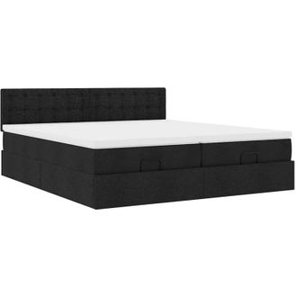 vidaXL Estructura De Cama Otomana Con Colchones Tela Negra 200x200cm Vidaxl